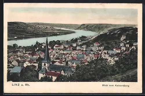 AK Linz / Rhein, Blick vom Kaiserberg auf den Ort