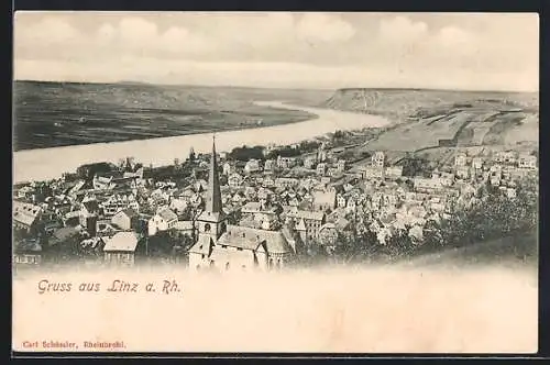 AK Linz a. Rh., Teilansicht mit Kirche