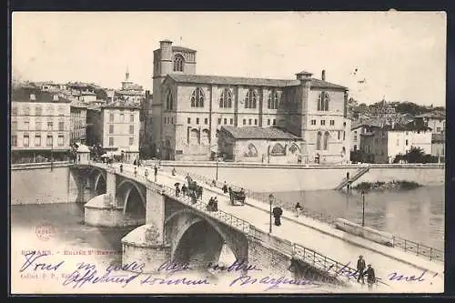 AK Romans, Église St-Barnard et le pont sur l`Isère