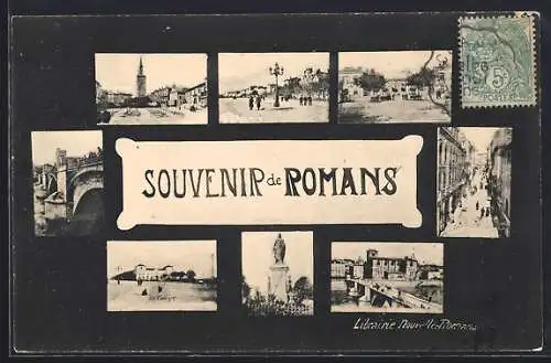 AK Romans, Souvenir de Romans avec des vues multiples de la ville