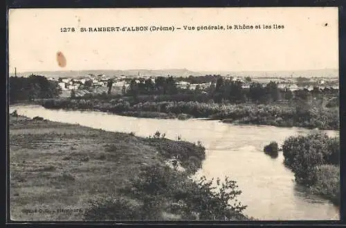 AK Saint-Rambert-d`Albon, Vue générale, le Rhône et les îles