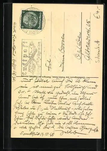 AK Ein Junge mit Federhut spielt unter einer kahlen Weide Flöte, Schattenbild