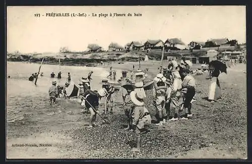 AK Préfailles, La plage à l`heure du bain