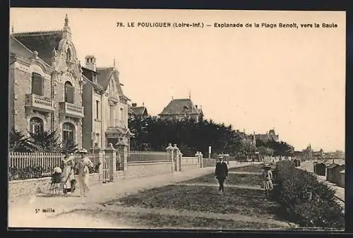 AK Le Pouliguen, Esplanade de la Plage Benoît, vers la Baule