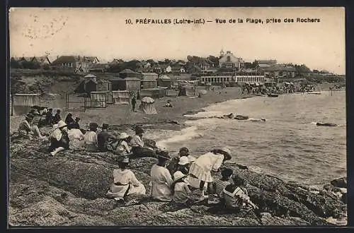 AK Préfailles, Vue de la plage, prise des rochers