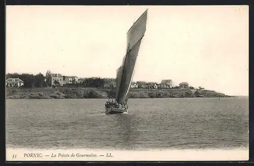 AK Pornic, La Pointe de Gourmalon avec un bateau à voile