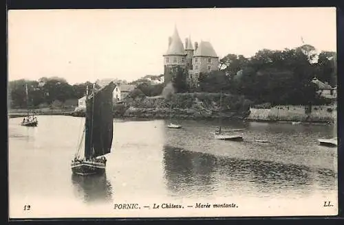 AK Pornic, Le Château, Marée montante