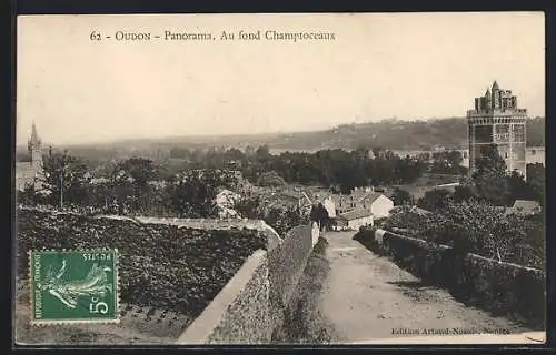 AK Oudon, Panorama avec vue sur Champtoceaux au loin