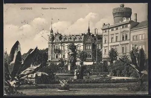 AK Cottbus, Kaiser Wilhelmstrasse mit Parkanlage