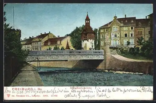 AK Freiburg i. Br., Idylle an der Schwabentorbrücke