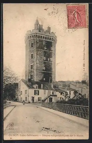 AK Oudon, Donjon octogonal et pont sur le Havre