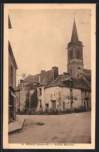 AK Derval, Vieilles Maisons et Clocher de l`Église