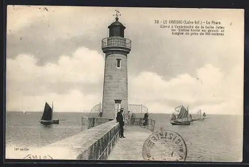 AK Croisic, Le Phare, Angler am Leuchtturm