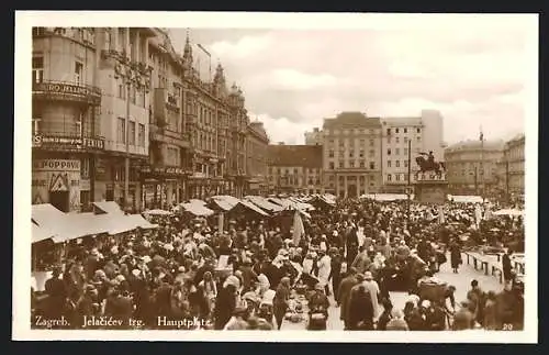 AK Zagreb, Markttag auf dem Hauptplatz