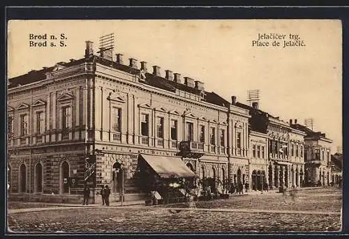 AK Brod a. d. Save, Blick zum Jelacic-Platz