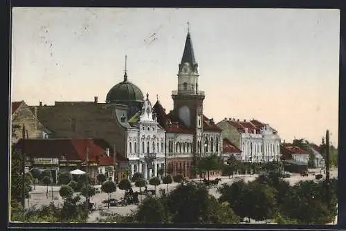 AK Velika Kikinda, Strassenpartie mit Kirche