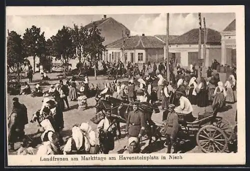 AK Nisch, Landfrauen am Markttage am Havelsteinplatz