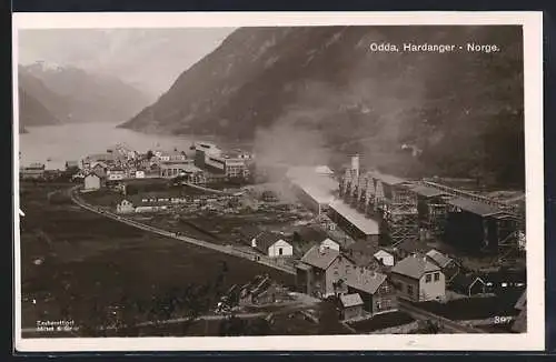 AK Odda /Hardanger, Ortsansicht aus der Vogelschau