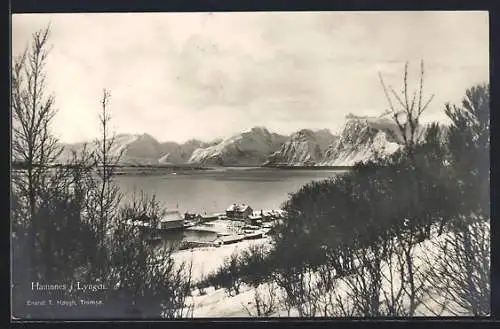 AK Hamnnes i Lyngen, Ortsansicht aus der Vogelschau