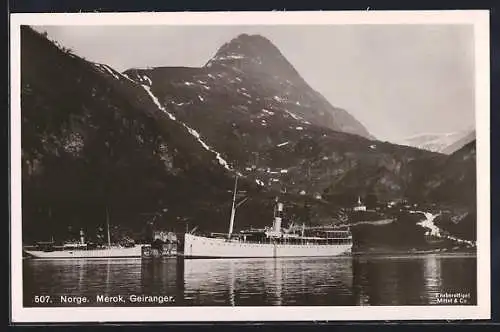 AK Merok /Geiranger, Dampfschiffe auf dem Fjord