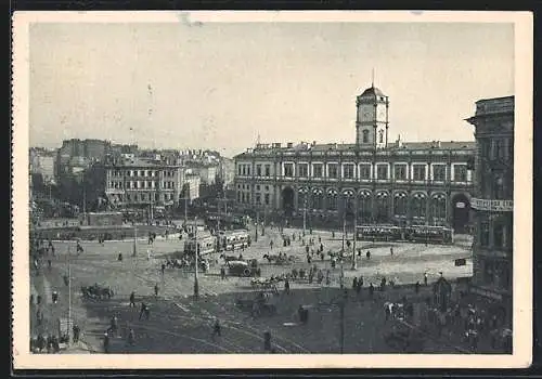 AK Leningrad, Bahnhof mit Strassenbahn