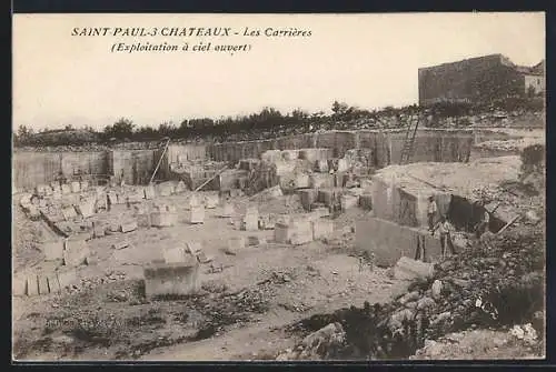 AK Saint-Paul-3 Chateaux, Les Carrières, Exploitation à ciel ouvert