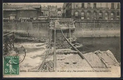 AK Nantes, Ecroulement du Pont Maudit, 16 Juillet 1913