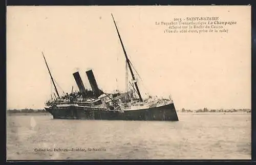 AK Saint-Nazaire, La Paquebot Transatlantique La Champagne échoué sur la Roche du Casino