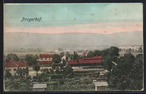 AK Pragerhof, Bahnhof aus der Vogelschau