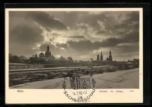 Foto-AK Walter Hahn, Dresden, Nr. 5408: Dresden, Flusspartie im Winter