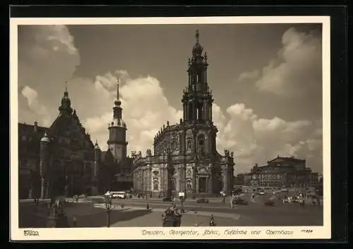 Foto-AK Walter Hahn, Dresden, NR: 10898, Georgentor, Schloss, Hofkirche und Opernhaus