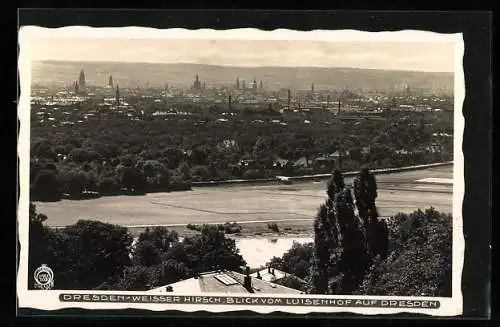 Foto-AK Walter Hahn, Dresden, Nr. 4255: Dresden, Weisser Hirsch, Blick vom Luisenhof auf die Stadt