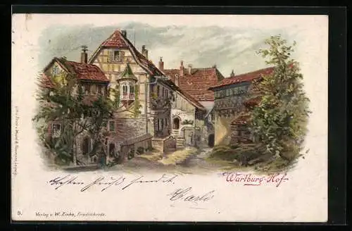 Lithographie Eisenach, Wartburg-Hof