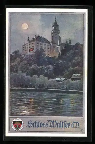 Künstler-AK Deutscher Schulverein Nr. 442: Schloss Wallsee, Ansicht vom Donauufer aus