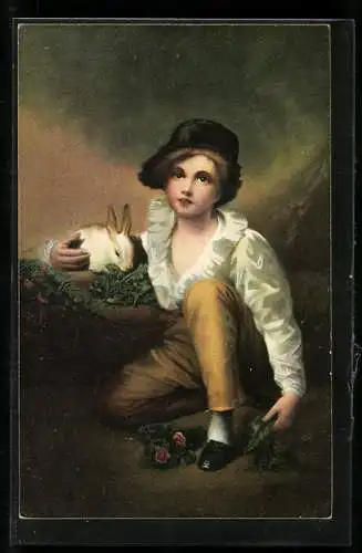 Künstler-AK Stengel & Co. Nr. 29198: Knabe mit Kaninchen von Sir Henry Raeburn