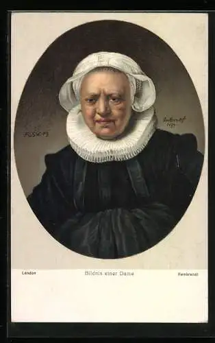 Künstler-AK Stengel & Co. Nr. 29934: Rembrandt: Portrait of an Old Lady, Portrait einer alten Dame