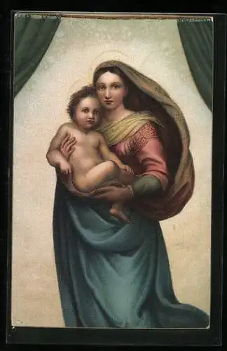 Künstler-AK Stengel & Co. Nr. 29657: Die sixtinische Madonna, Brustbild, Raffaelo Santi