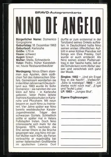 AK Nino de Angelo in Mantel mit hohem Kragen