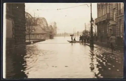 AK Köln, Strassenpartie während des Hochwassers, Neujahr 1926