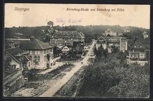 AK Nürtingen, Steineberg-Strasse und Steineberg mit Villen