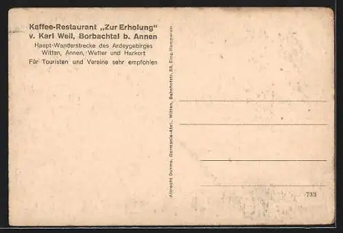 AK Annen / Westfalen, Kaffee Weil, Restaurant zur Erholung