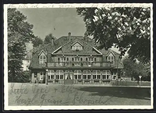 AK Hamburg-Fuhlsbüttel, Restaurant und Café Lenffer, Bes. Ludwig Stephan, Brombeerweg 1, Aussenansicht