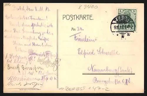 AK Zerbst, Studentenwappen 10. Januar 1906, Treu Fest und Wahr
