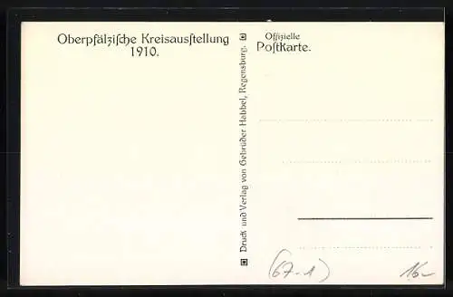 Künstler-AK Regensburg, Oberpfälzische Kreisausstellung 1910