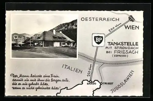 AK Friesach, BP-Tankstelle mit Strohdach