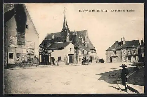 AK Neuvy-le-Roi, La Place et l`Eglise