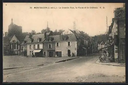 AK Montbazon /I.-et-L., La Grande Rue, la Place et le Chateau