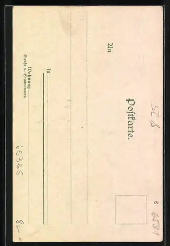 Lithographie Rheinstein, Burg und Denkmal, Reklame Thee-Messmer