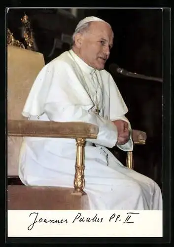 AK Papst Johannes Paul II. sitzt auf dem heiligen Stuhl