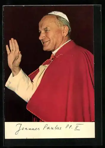 AK Papst Johannes Paul II. mit erhobener Hand